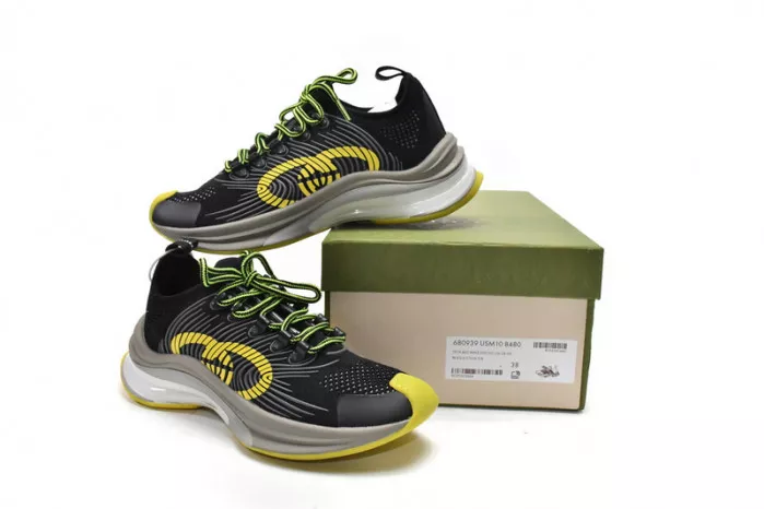 Gucc Run Sneakers Black Yellow 0117