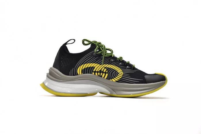 Gucc Run Sneakers Black Yellow 0117