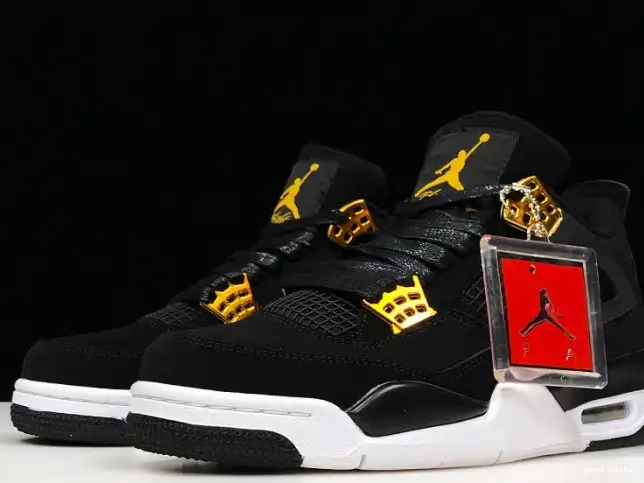 Black Jordan 308497-032 Metallic 4 Royalty Gold-White Air 0213