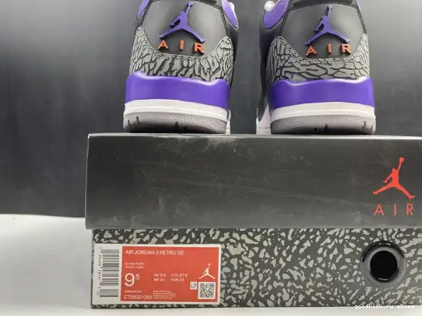 Jordan 3 Purple Air CT8532 Court 050 Retro Black 0217